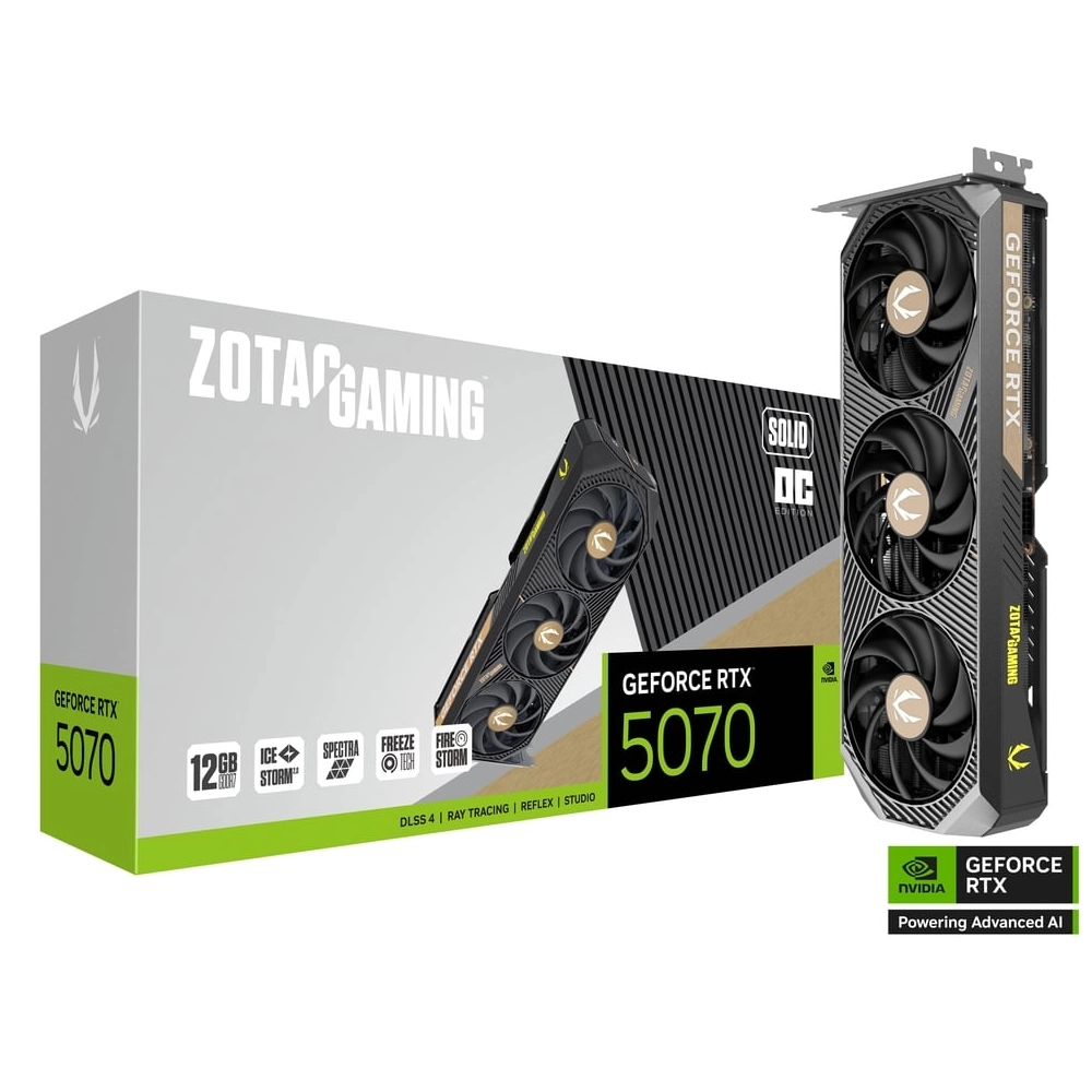 ZOTAC Nvidia Graphic Card RTX 5070 12GB DDR7 Gaming Solid OC Triple Fan view 6